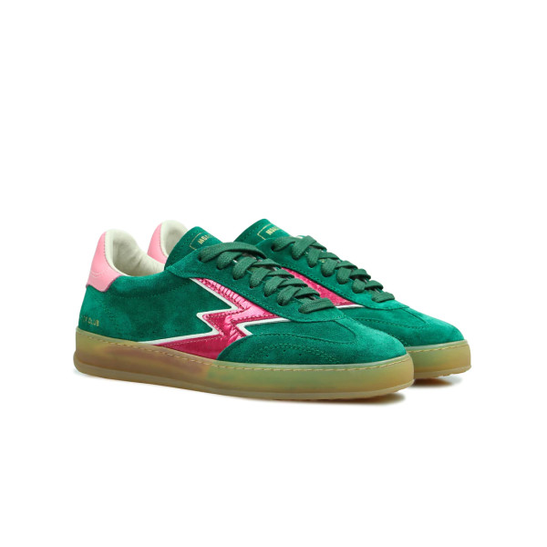 Green Club Sneakers with Pink Details