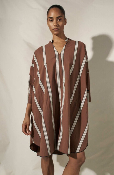 A-Line Tunic Stripes deep brown