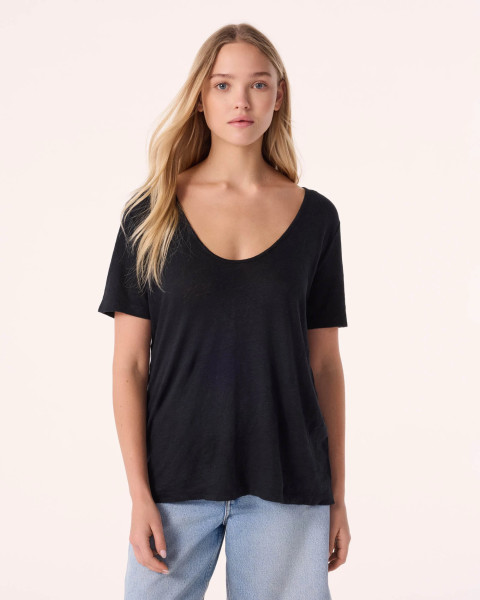 Janis T-Shirt Leinen Noir