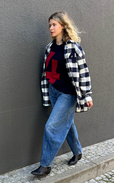 Checked Oversized Shirt midnight