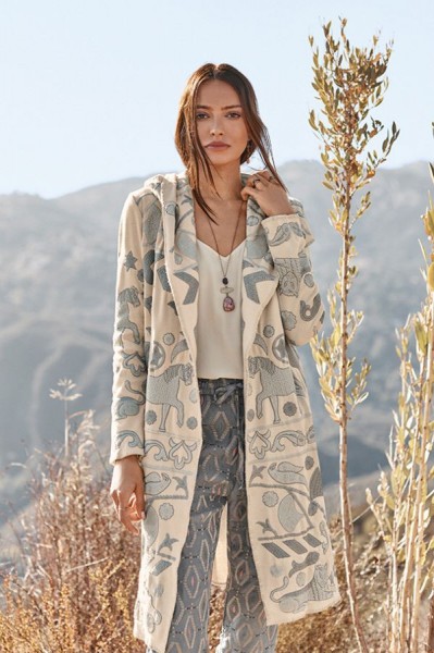 Filone Hooded Coat Duster ecru