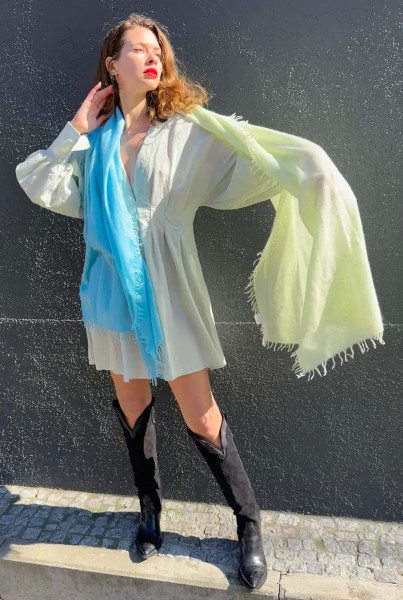 Cashmere Scarf Sugar/Lime