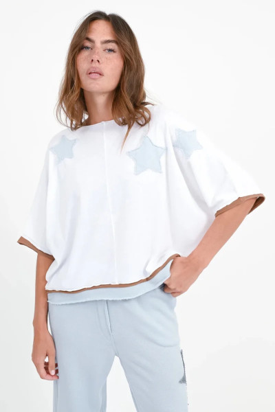 T-Shirt Stern-Patches Rumbia white