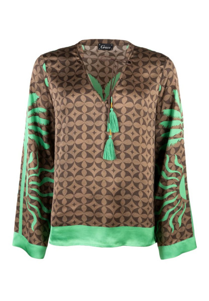 Bluse brown & green