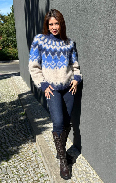 Brushed Sweater Rebel Granny Knit navy/sand