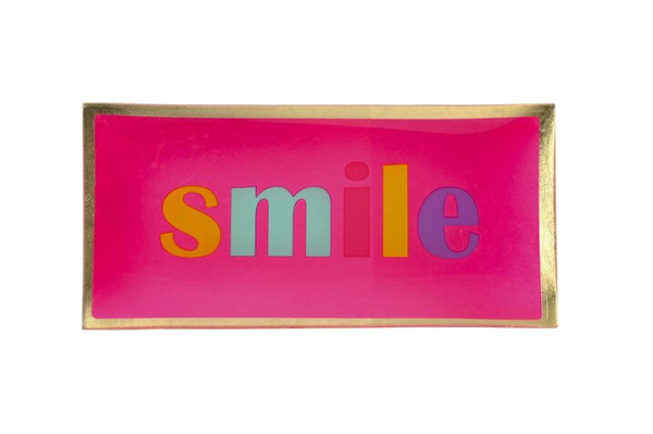 Love Plates, Glasteller L Smile neon pink