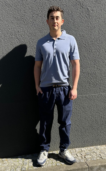 Feinstrickpolo Washed Light Denim Blue