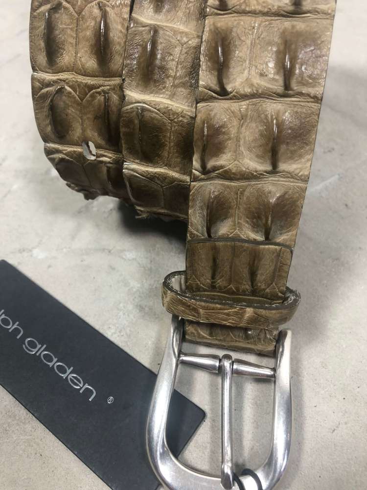 Leather Belt Krokodil olive | skull&bunny display picture 2