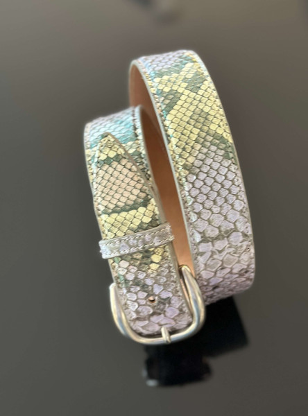 Leather Belt Python Flieder-gelb