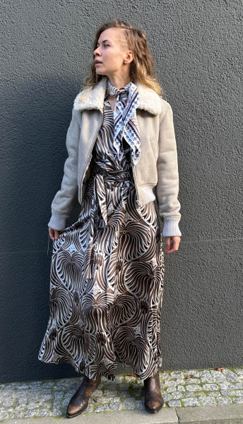 Woman Cream Shearling Croped Jacket