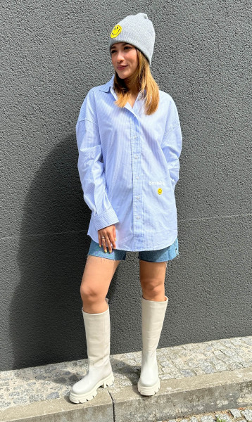 Light Blue Striped Oxford Smilepls Shirt