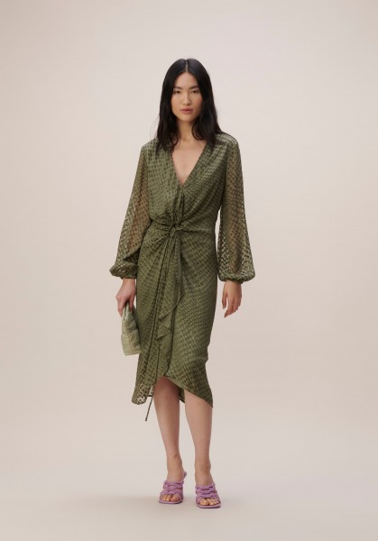 Dress Dama olive devoré