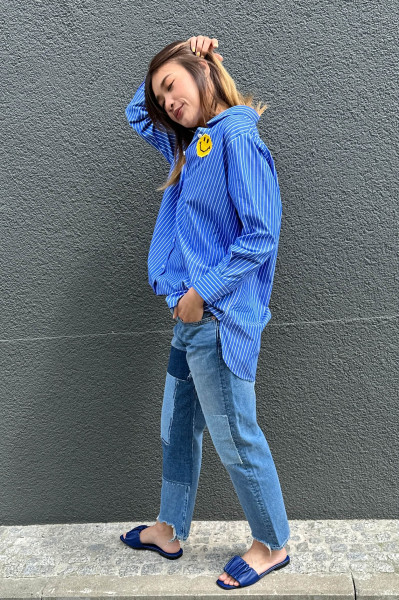 Blue Smile Striped Shirt