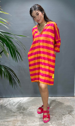 Dress Flower Stripes intense fuchsia Dress Flower Stripes intense fuchsia