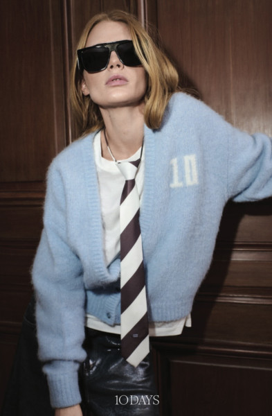 Hairy Knit Cardigan angel blue