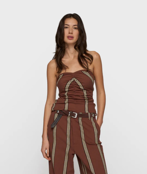 Strapless Top Stripes deep brown
