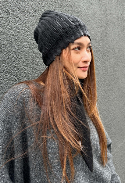 Unisex Knitted Hat Greymelange/black