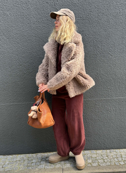 Cash Fake Fur Jacket Cappuccio/Moka