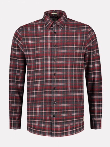 Overshirt Brushed Flannel Check Dk Red