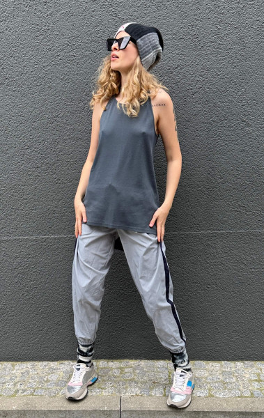 Tina Long Rib Faded Tank Top Urban Grey