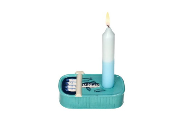 Mignon Kerzenhalter Sardinendose blau