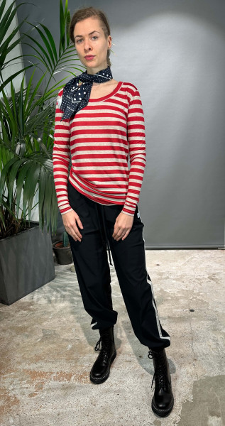 Longsleeve Stripe red beige melange