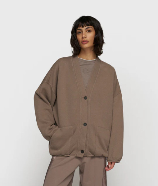 Baseball Cardigan Fleece moonrock