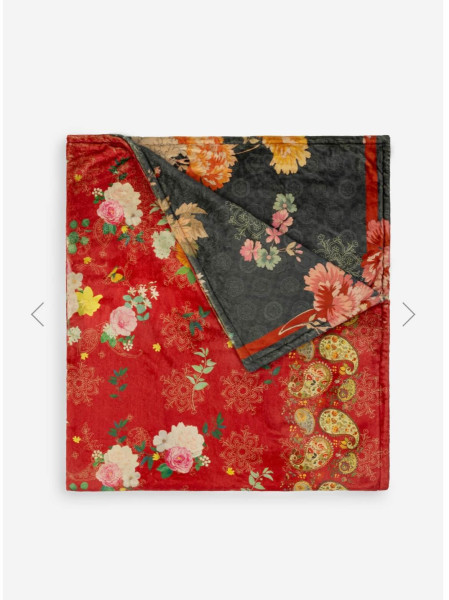 Clara Embroidered Velvet Cozy Blanket Multi