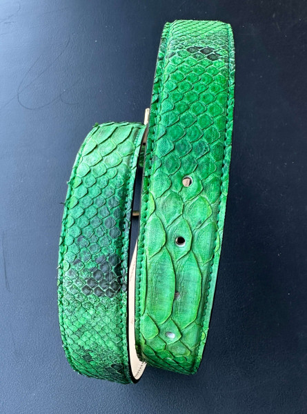 Leather Belt Python grün Batik