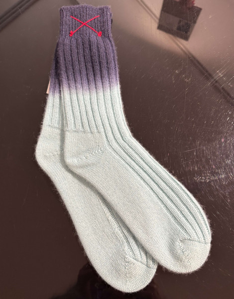 Two Block 100% Luxury Cashmere Socks Mint/Indigo