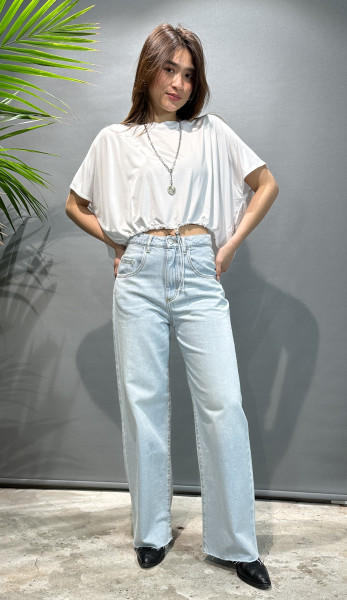 T-Shirt Crop Jersey Bamboo Stretch Bianco