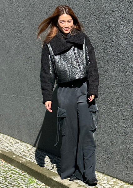 Crop Jacket Teddy&Wolle black
