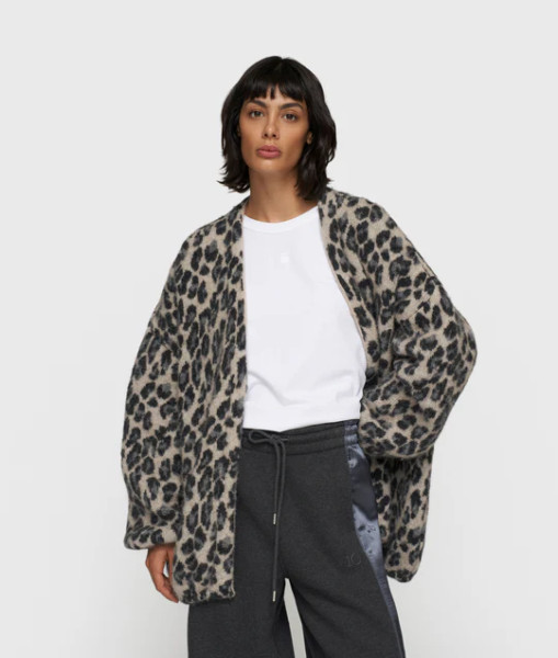 Knit Cardigan Leopard soft white melee