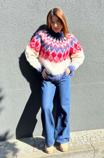 Brushed Sweater Rebel Granny Knit navy/white