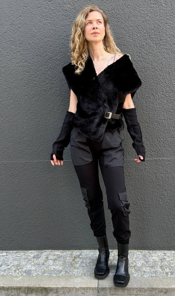 Cappotto Smanicato Fake Fur Weste black