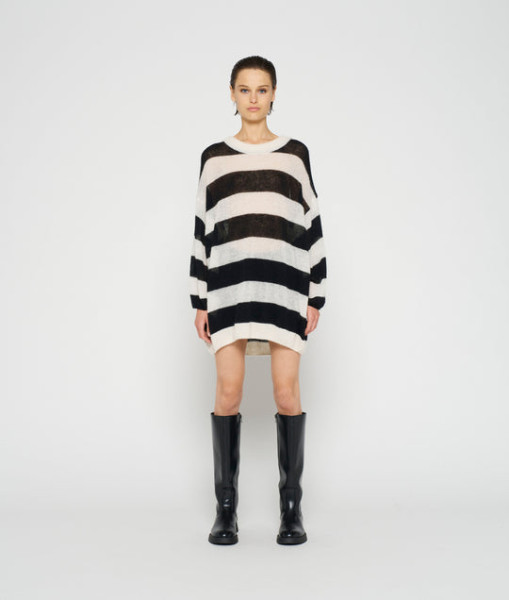 Sweater Knit Stripe ecru/black