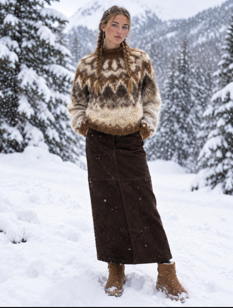 Brushed Cilian Sweater Sand Melange Chocolate
