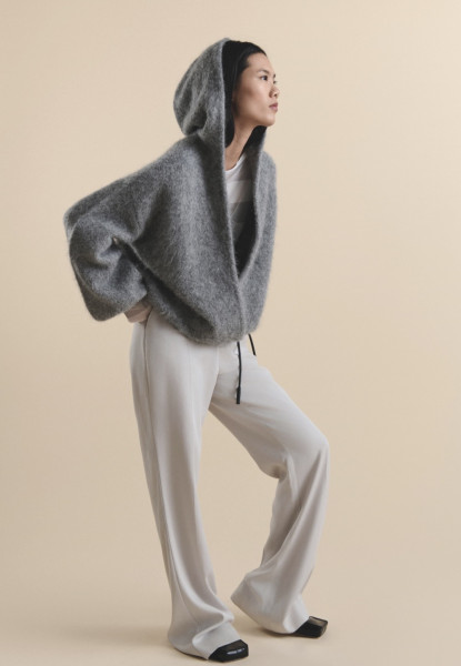 Hooded Knit Sweater grey melee