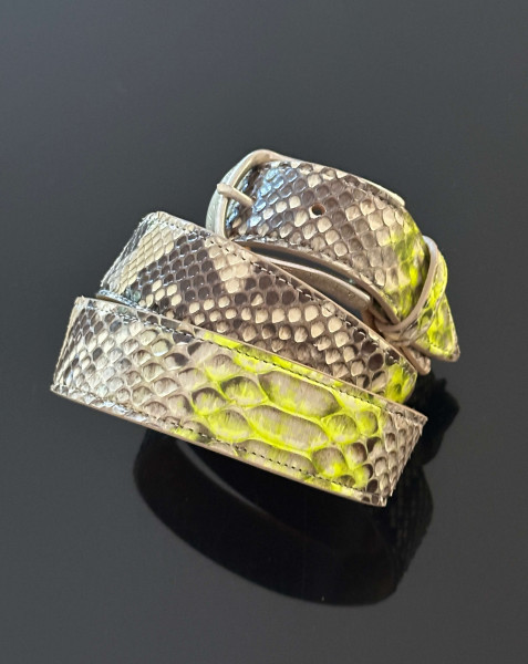 Leather Belt Python roccia-neon gelb
