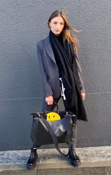 Checked Blazer almost black