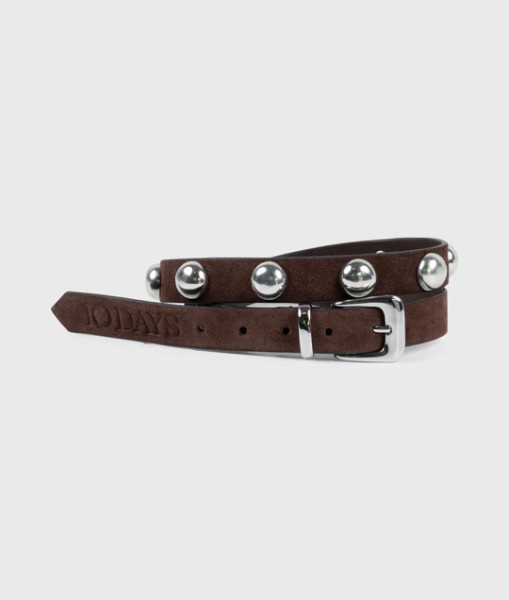 Suede Belt Studs brown
