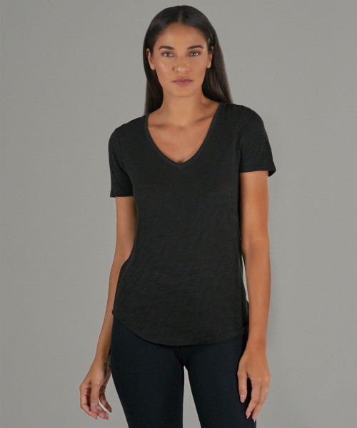 Slub Jersey V-Neck Black