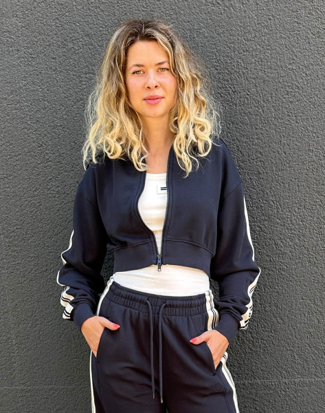Cropped Zip Cardigan Fleece dark navy