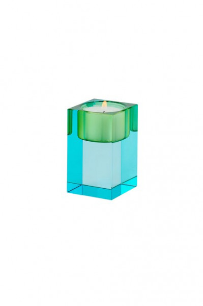 Kristallglas Teelicht blau/grün 7,7cm