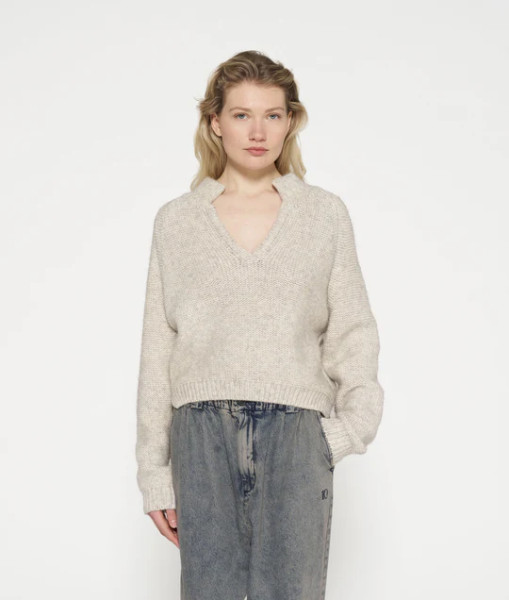 Polo Knit Sweater light grey