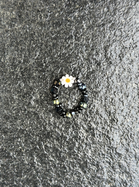 Ring Flower Crystal Black