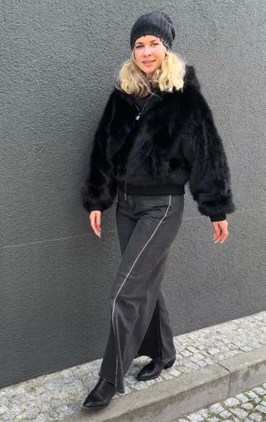 Silk Bomber Cappuccio Bordi black