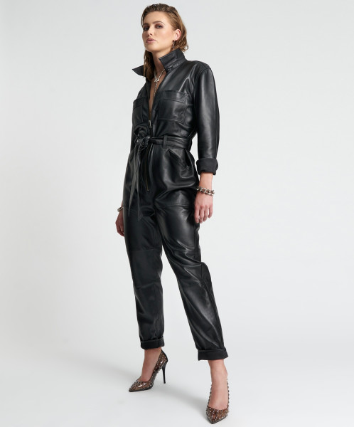 Leather Jumpsuit black