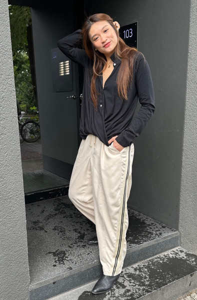 Wide Tapered Pants Tencel light earth