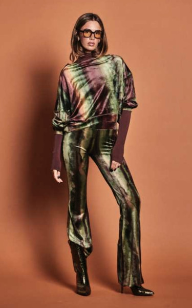 Velvet Crop Sweatshirt Marti green/multi